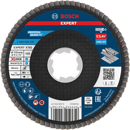 Lamelový kotouč Bosch EXPERT X782, úhlový, 115 mm, G120 X-LOCK.